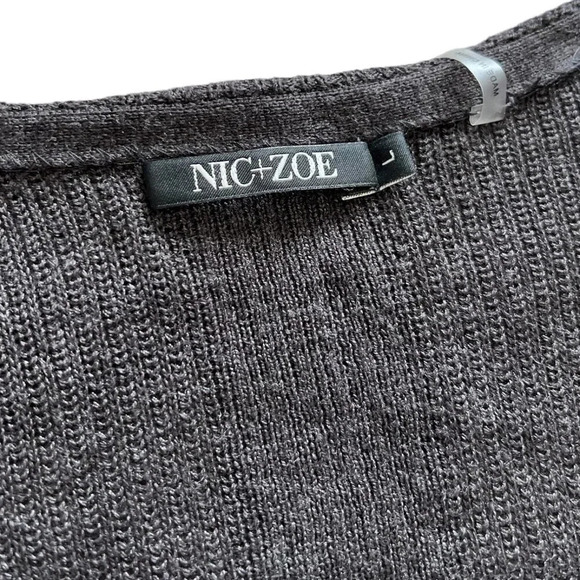 Nic + Zoe Gray Open Front Waterfall Cardigan L - Picture 5 of 5